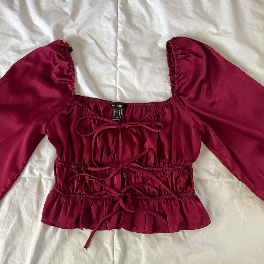 NWOT FOREVER 21 RUCHED STRINGY TOP - Picture 4 of 4